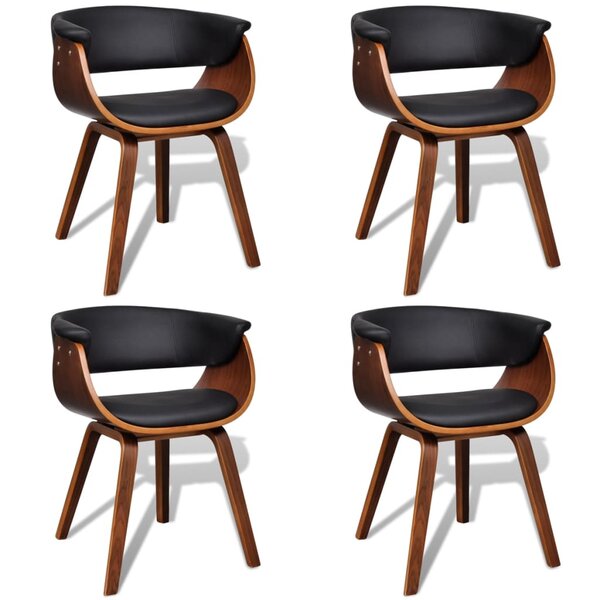 vidaXL Chaises à manger lot de 4 bois courbé et similicuir