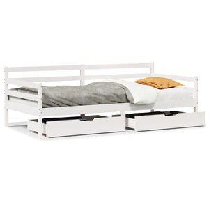 vidaXL Lit de jour et tiroirs sans matelas blanc 90x200 cm bois massif