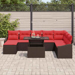 vidaXL Ensemble de Canapés 9 Pièces Marron et rouge polyrotin