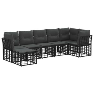 vidaXL Ensemble de canapés d'extérieur Noir Polyester