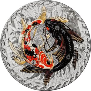 Pièce de monnaie en Meteorite 1 Dollar g 31.1 (1 oz) Millésime 2024 Meteorite Coin KOI FISH