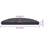 vidaXL Tapis d'escalier autocollants 30 pièces 56 x 17 x 3 cm Gris foncé Demi-rond