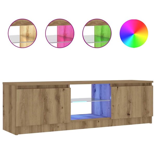 vidaXL Meuble TV avec lumières LED chêne artisanal bois d'ingénierie
