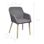 vidaXL Chaises à manger lot de 4 gris clair tissu et chêne massif