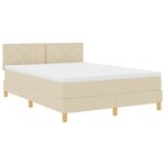 vidaXL Lit Box Spring avec Matelas & LED Crème 140x200 cm Tissu