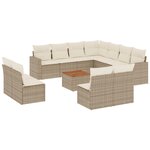 vidaXL Salon de jardin avec coussins 12 Pièces beige résine tressée