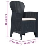 vidaXL Ensemble à dîner d'extérieur 5 Pièces Plastique rotin Anthracite