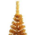 vidaXL Demi sapin de Noël artificiel avec support doré 210 cm PET