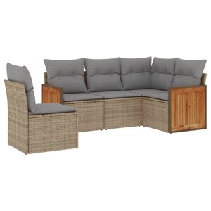 vidaXL Salon de jardin avec coussins 5 Pièces beige résine tressée