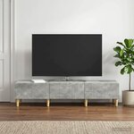 vidaXL Meuble TV Gris béton 147 x 34 5 x 30 cm Bois d'ingénierie
