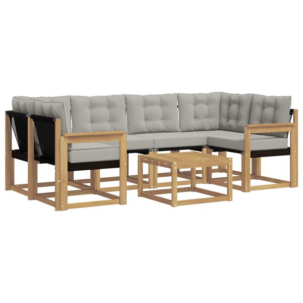 vidaXL Ensemble de canapés d'extérieur 7 pc Blanc et gris clair