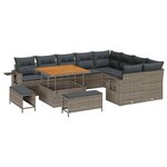 vidaXL Ensemble de canapé de jardin 12 Pièces Gris polyrotin
