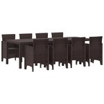 vidaXL Ensemble de salle à manger de jardin de 9 pièces marron poly rattan