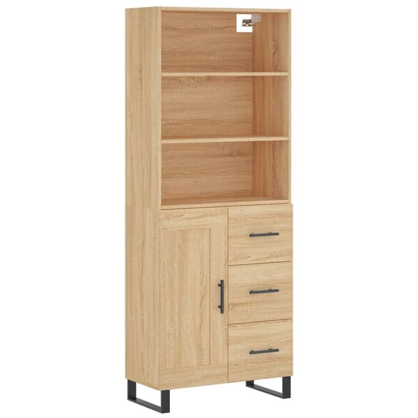 vidaXL Buffet haut Chêne sonoma 69 5x34x180 cm Bois d'ingénierie