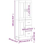 vidaXL Buffet haut Blanc 69 5x34x180 cm Bois d'ingénierie