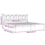 vidaXL Cadre de lit métal sans matelas avec tête de lit noir 200x200cm