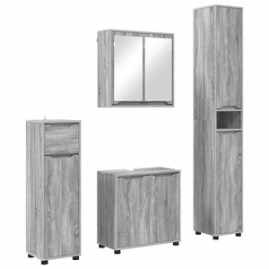 vidaXL Ensemble de mobilier de salle de bain 4 Pièces Gris Sonoma