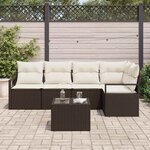 vidaXL Ensemble de canapé de jardin 6 Pièces Marron Poly rotin