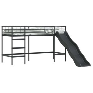vidaXL Lit superposé pour enfants avec toboggan Noir et anthracite