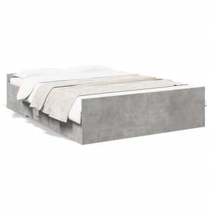vidaXL Cadre de lit avec tiroirs sans matelas gris béton 120x200 cm