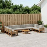vidaXL Ensemble de canapés d'extérieur 11 Pièces Naturel et gris clair
