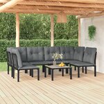 vidaXL Salon de jardin 7 Pièces noir et gris résine tressée
