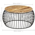 vidaXL Table basse Ø68 cm Bois de manguier brut