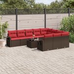vidaXL Salon de jardin et coussins 11 Pièces marron résine tressée