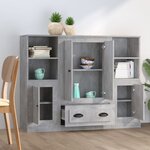 vidaXL Buffets 3 Pièces gris béton bois d'ingénierie