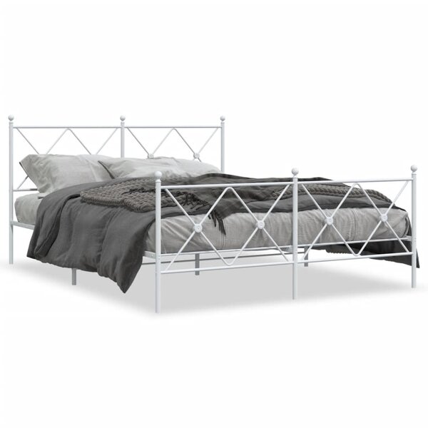 vidaXL Cadre de lit métal sans matelas et pied de lit blanc 160x200 cm