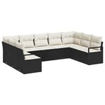 vidaXL Ensemble de canapé de jardin 9 Pièces Noir Poly rotin