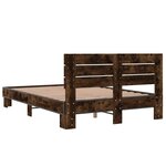 vidaXL Cadre de lit chêne fumé 120x190 cm bois d'ingénierie et métal