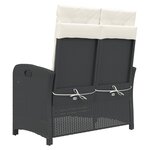 vidaXL Banc inclinable de jardin avec coussins noir résine tressée
