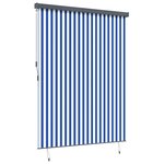 vidaXL Store Roulant Extérieur Manuel Bleu et blanc 220 x 250 cm tissu