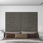 vidaXL Tête de lit murale 12 Pièces Gris foncé Velours