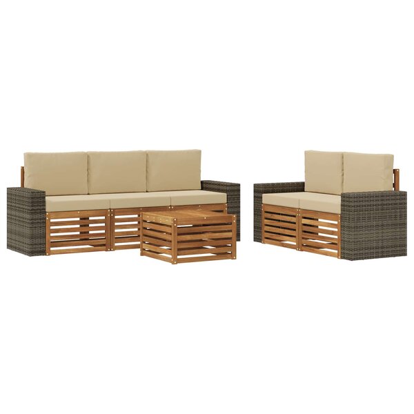 vidaXL Ensemble de canapés d'extérieur 6 pc Naturel et Beige
