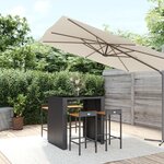 vidaXL Ensemble de bar jardin 5 Pièces noir poly rotin/bois massif acacia