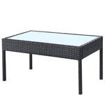 vidaXL Salon de jardin 4 Pièces avec coussins Résine tressée Noir