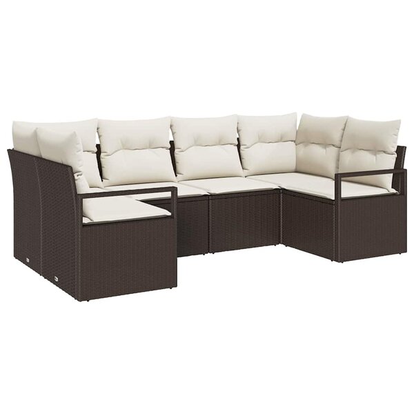 vidaXL Ensemble de canapé de jardin 6 Pièces Marron Poly rotin