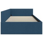 vidaXL Cadre de lit d'angle Bleu 90 x 190 cm Tissu et bois reconstitué