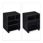 Caisson à roulettes mobile bureau rangement pratique 60 x 40 x 40 cm en bois noir 13_0009887