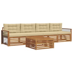 vidaXL Ensemble de canapés d'extérieur 5 pc Naturel et Beige