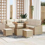 vidaXL Ensemble de canapé de jardin 8 Pièces Beige Poly rotin