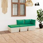 vidaXL Salon de jardin palette 3 Pièces avec coussins Épicéa imprégné