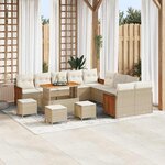 vidaXL Ensemble de canapé de jardin 14 Pièces Beige  Crème