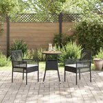 vidaXL Ensemble de salle à manger pour jardin 3 Pièces Noir Poly rotin