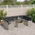vidaXL Ensemble de canapé de jardin 10 Pièces Gris clair Poly rotin