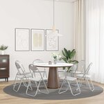 vidaXL Chaise pliante 8 pc Simili cuir Blanc et Gris 48 x 43 5 x 81 cm