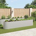 vidaXL Jardinière surélevée 400x80x81 cm acier galvanisé argenté