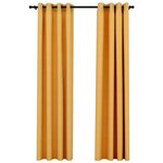 vidaXL Rideaux occultants Aspect lin à œillets 2 Pièces Jaune 140x245 cm